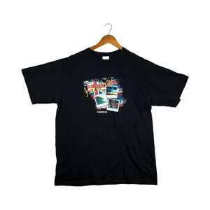 Hawaii Carnival Cruise Polaroid Flag Black Surf Beach Travel T Shirt sz 2XL